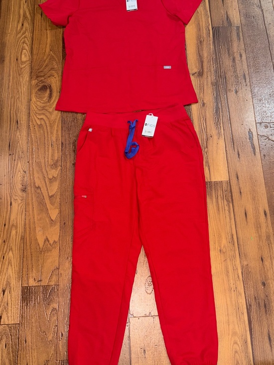 Figs Other - NWT- FIGS Red Scrub Top/Drawstring Jogger Bottoms- Size Medium